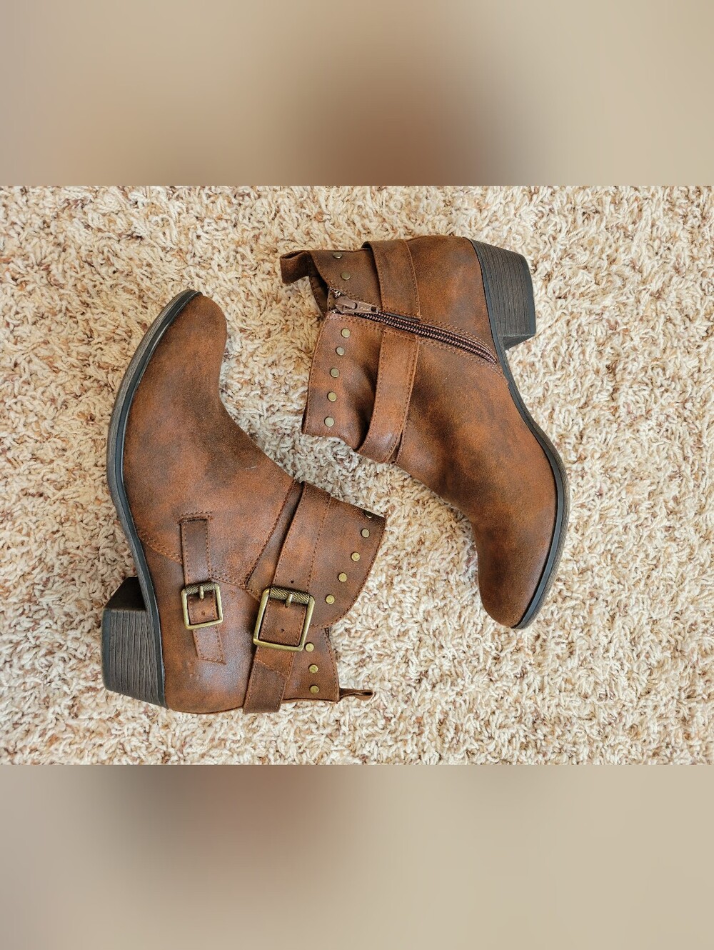 Women's Brown Suede Ankle Boots - Picture 3 of 4